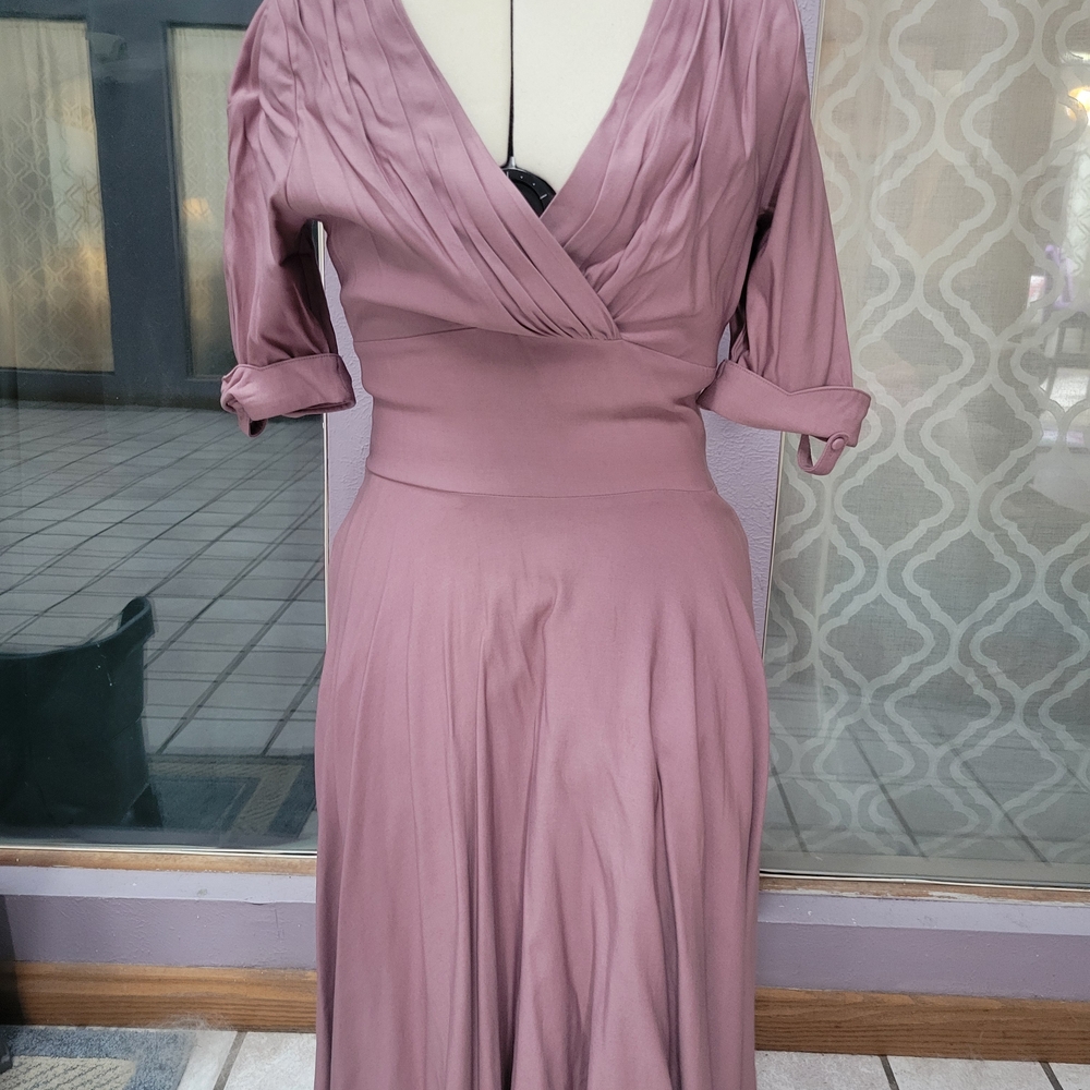 Unique Vintage Dusty Rose 3/4 Sleeve Dress